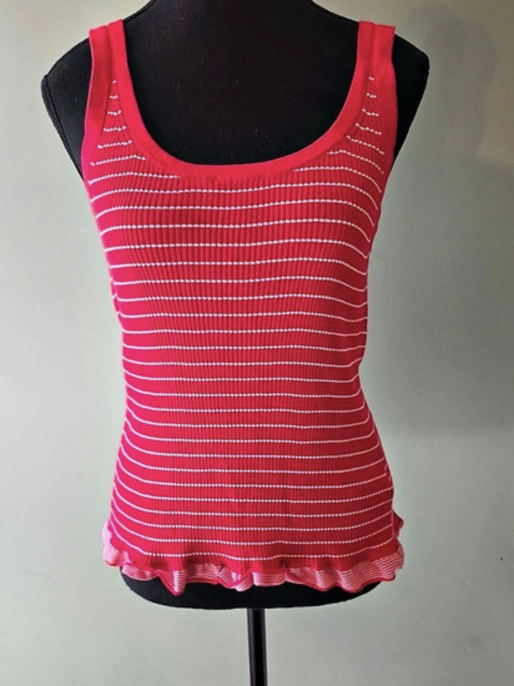 J.Crew Ribbed tank top in premium ultra-fine cotton CJ431 Red & White Medium
